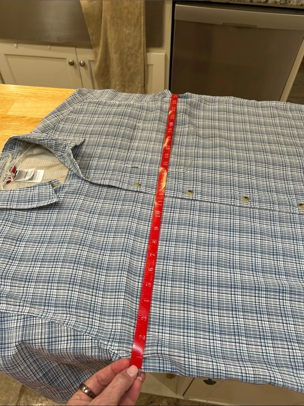 The North Face Men's Blue Plaid Short-Sleeve Button-Down Shirt